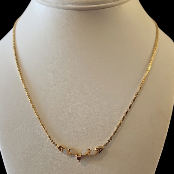 Lady Sedgwick Genuine Ruby / Opal with Gold plated Necklace - Picture 6 of 6